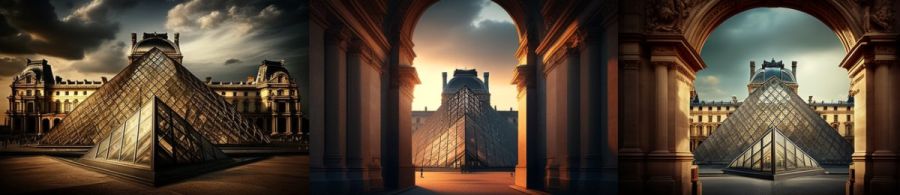 Louvre Museum Paris Frankreich: Das größte und bekannteste Kunstmuseum der Welt mit einer unglaublichen Sammlung von Kunstwerken aus der ganzen Welt. (c) 2023 Midjourney AI, Lizenz: CC BY-NC 4.0
