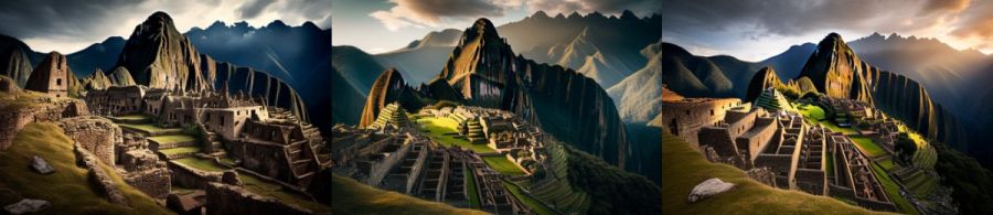 Machu Picchu Peru: Eine antike Inka-Stadt, die auf einem Berg in den Anden gelegen ist und eines der bekanntesten archäologischen Stätten Südamerikas ist. (c) 2023 Midjourney AI, Lizenz: CC BY-NC 4.0