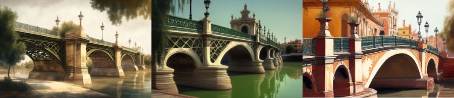 Puente del Alamillo Sevilla Spanien: Eine moderne Brücke, die über den Guadalquivir führt und ein Symbol für die Stadt Sevilla ist. (c) 2023 Midjourney AI, Lizenz: CC BY-NC 4.0