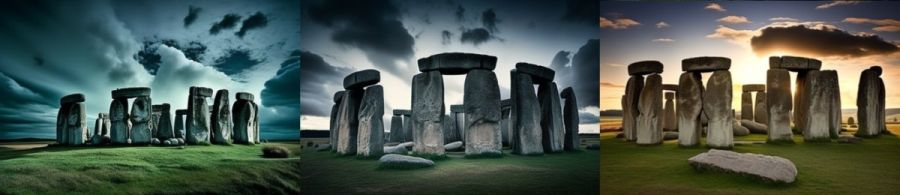 Stonehenge Wiltshire England: Ein beeindruckendes archäologisches Rätsel, das als eines der bekanntesten Wahrzeichen Englands gilt. (c) 2023 Midjourney AI, Lizenz: CC BY-NC 4.0