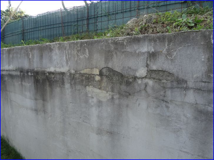 BAU.DE / BAU-Forum: 1. Bild zu Frage "Stützmauer  -  Ortbeton plus Schalstein  -  undicht" im BAU-Forum "Modernisierung / Sanierung / Bauschäden"