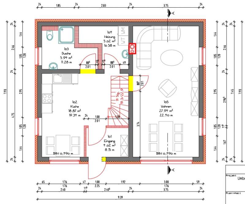 Bild zum BAU-Forumsbeitrag: Aufteilung eines Raumes in Bad und HAR im Forum Architekt / Architektur