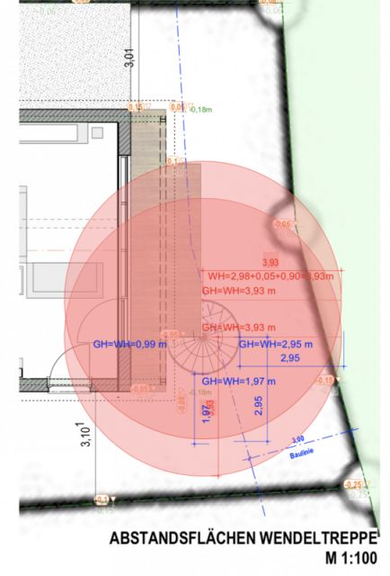 BAU.DE / Forum: 2. Bild zu Frage "Abstandsflächenberechnung Treppe/Wendeltreppe" im Forum "Architekt / Architektur"