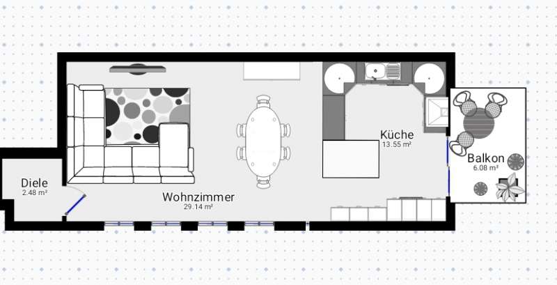 BAU.DE / BAU-Forum: 2. Bild zu Frage "Wohnzimmer, Esszimmer und Küche. Was haltet Ihr vom Grundriss?" im BAU-Forum "Grundriss-Diskussionen"