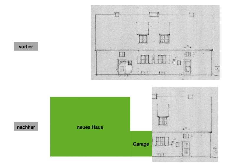 BAU.DE / BAU-Forum: 1. Bild zu Frage "Doppelhaushälfte neu bauen  -  mit Garage dazwischen" im BAU-Forum "Bauplanung / Baugenehmigung"