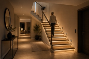 Moderne Treppenbeleuchtung: Sicherheit, Komfort und Design mit automatischer LED-Steuerung