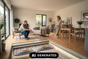 Fu&szlig;bodenheizung ist ein modernes Heizsystem, bei dem W&auml;rme durch ein Netz von Rohren oder elektrischen Leitern verteilt wird, die unter dem Fu&szlig;boden verlegt sind.