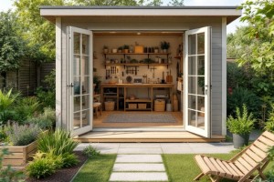 Eine Gartenlaube ist ein kleiner, oft freistehender, überdachter Bau in einem Garten oder einer Grünanlage, der als Rückzugsort oder zur Erholung dient. Eine Gartenlaube ist ein kleiner, oft freistehender, überdachter Bau in einem Garten oder einer Grünanlage, der als Rückzugsort oder zur Erholung dient.