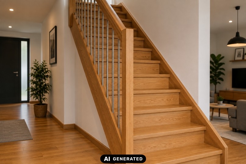 Eine Holztreppe ist eine Treppe, bei der die Stufen und oft auch die Gel&auml;nder aus Holz gefertigt sind.
